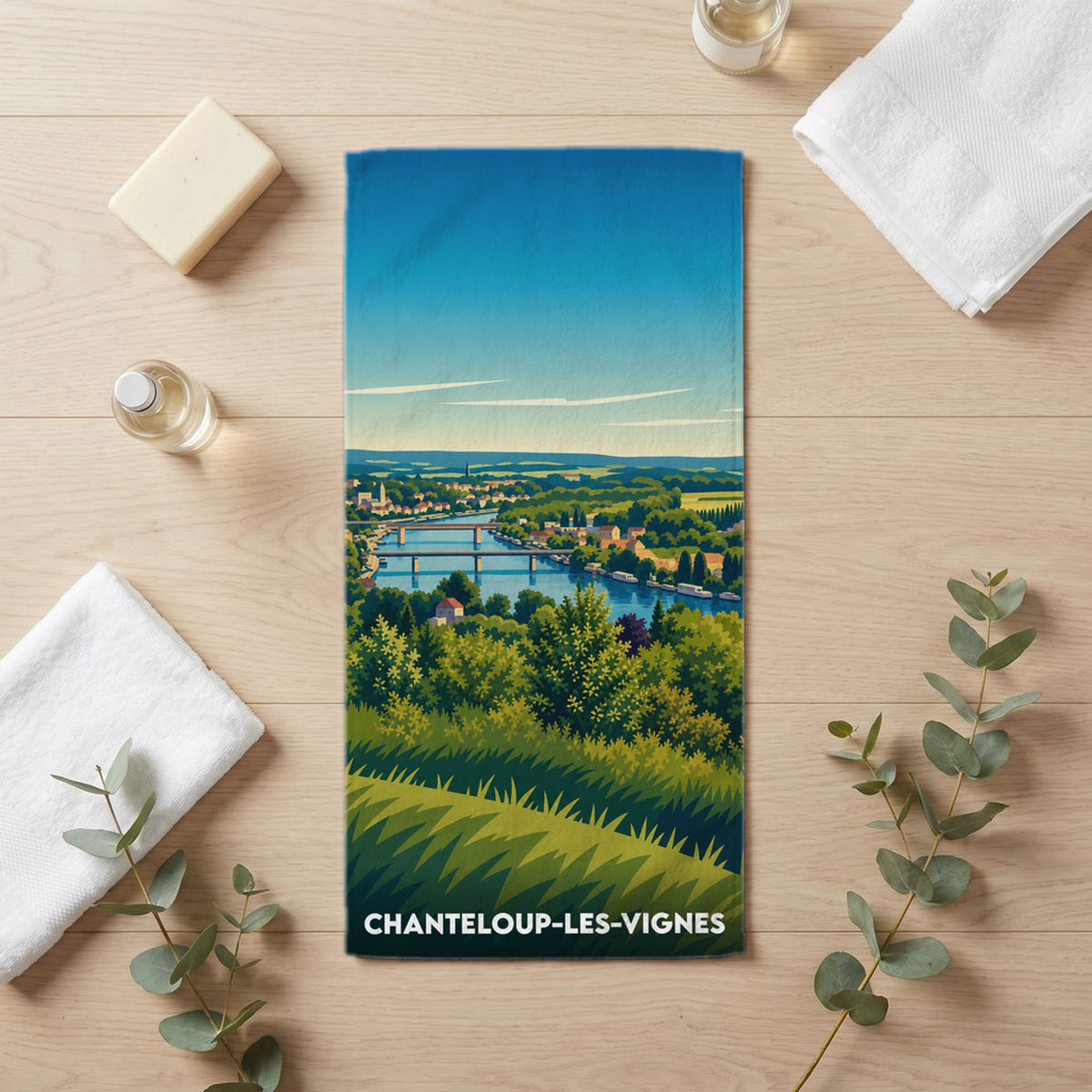 Serviette de bain 30 cm x 60 cm souvenir de Chanteloup-les-Vignes