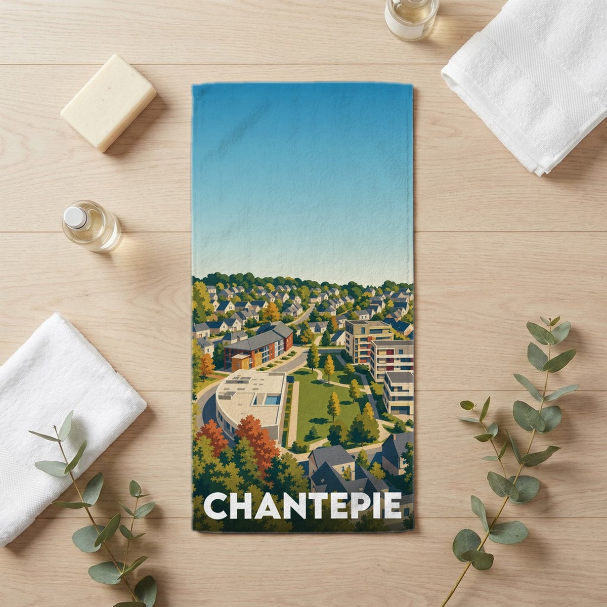 Serviette de bain 30 cm x 60 cm souvenir de Chantepie