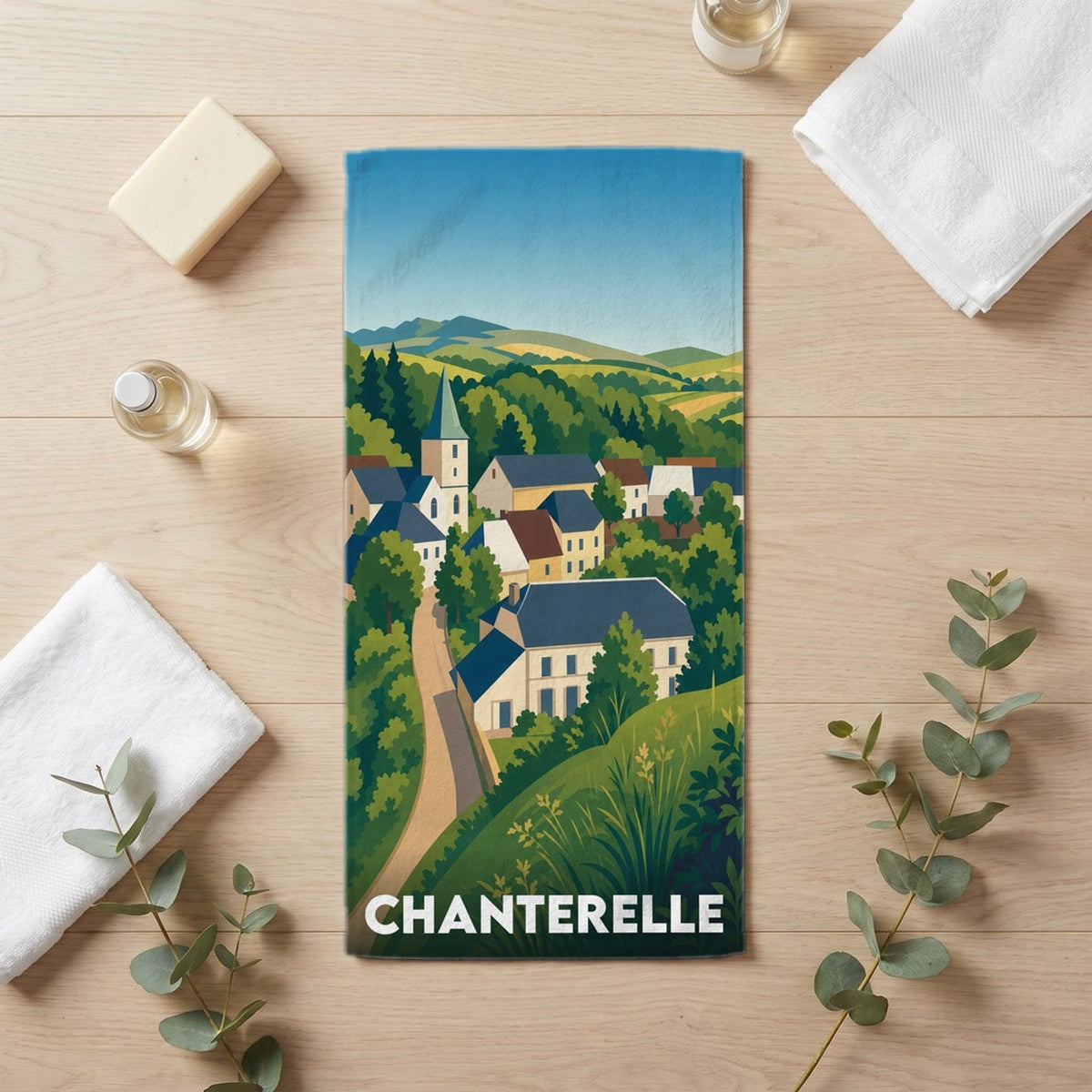 Serviette de bain 30 cm x 60 cm souvenir de Chanterelle