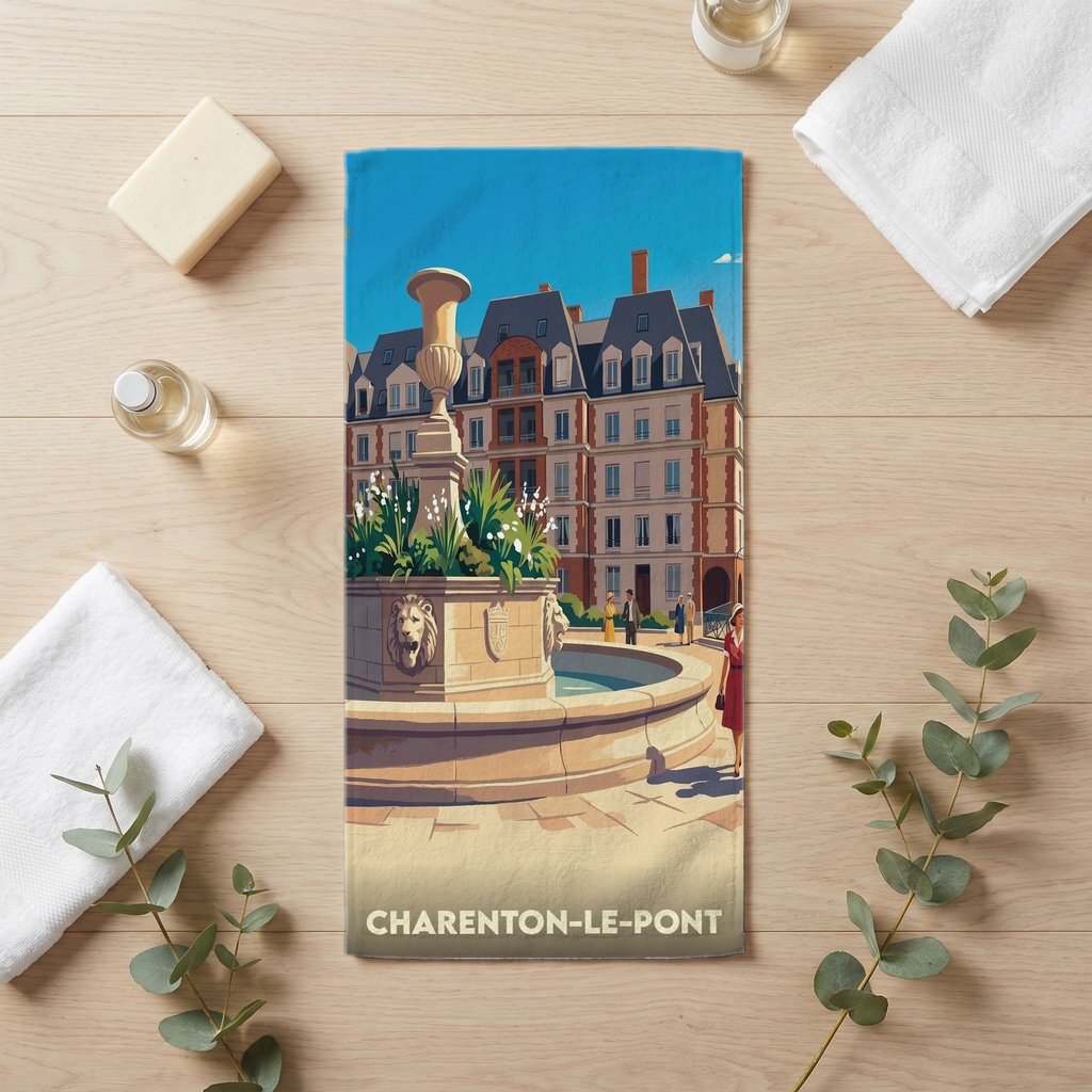 Serviette de bain 30 cm x 60 cm souvenir de Charenton-le-Pont