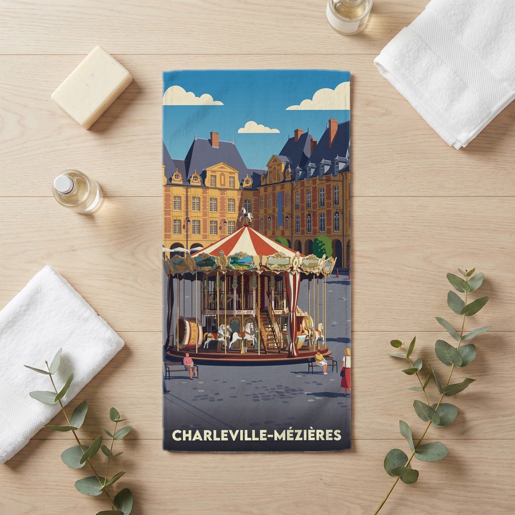 Serviette de bain 30 cm x 60 cm souvenir de Charleville-Mézières