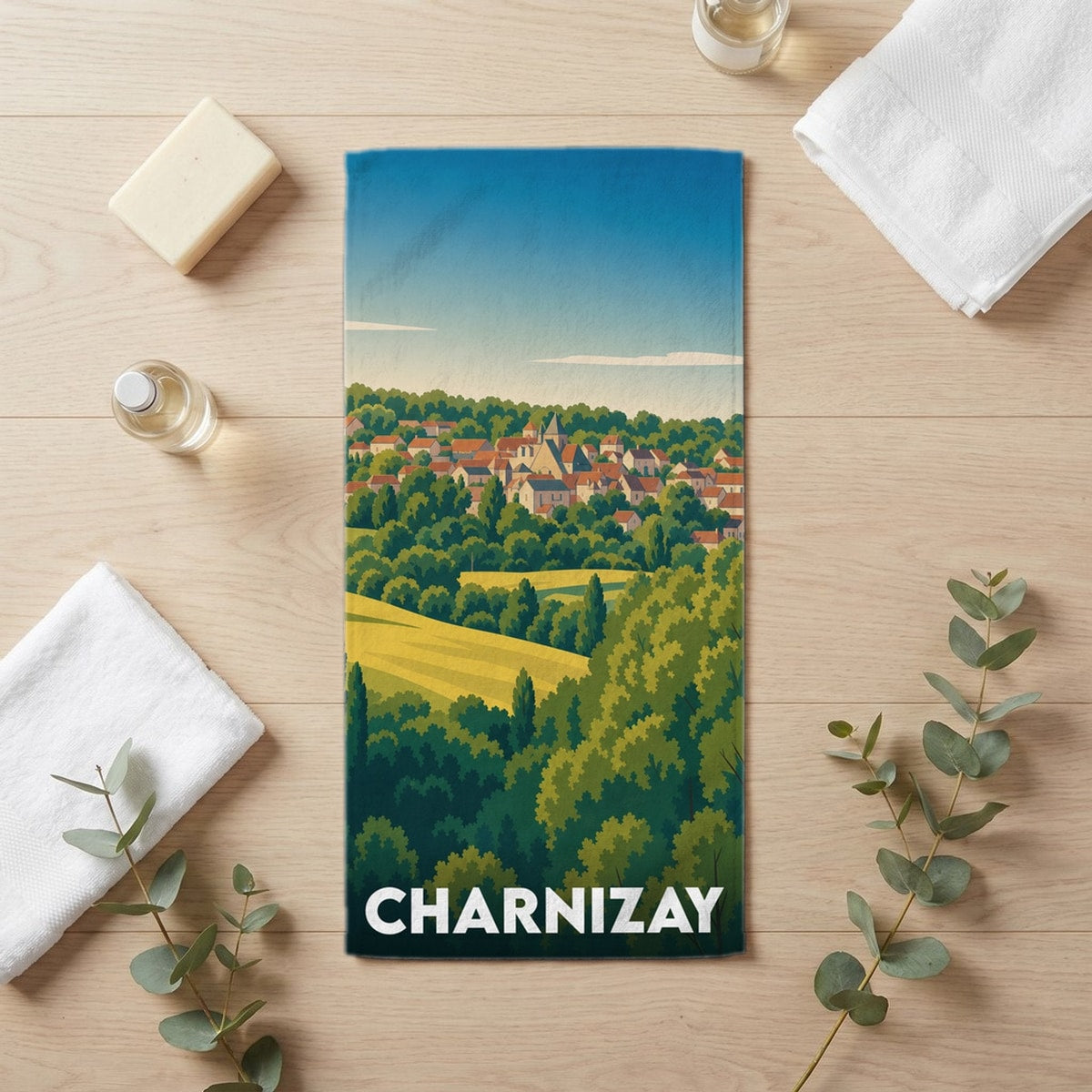 Serviette de bain 30 cm x 60 cm souvenir de Charnizay
