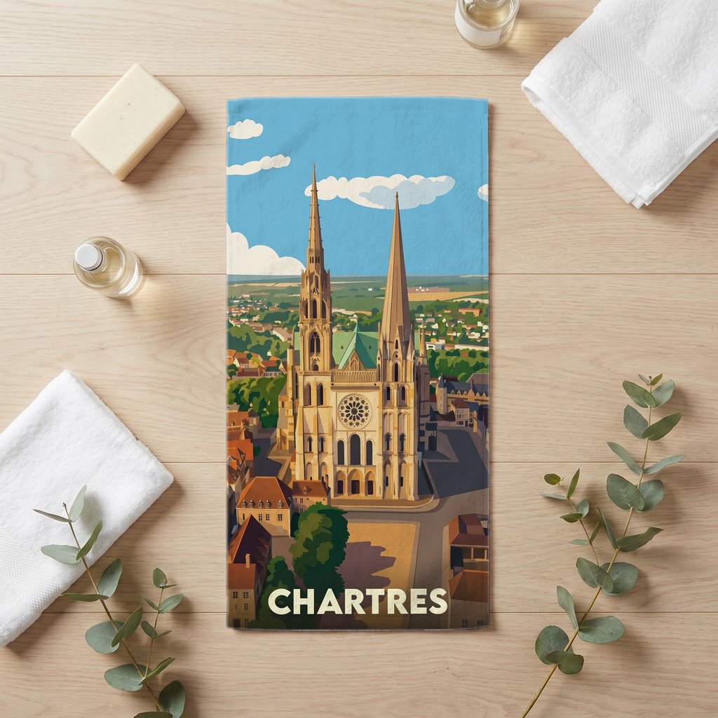 Serviette de bain 30 cm x 60 cm souvenir de Chartres