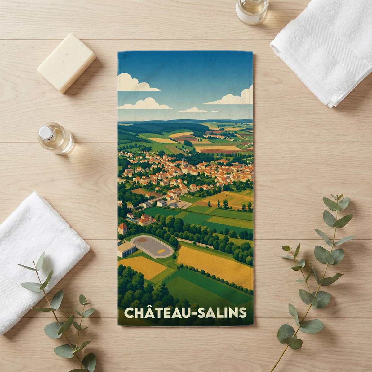 Serviette de bain 30 cm x 60 cm souvenir de Château-Salins