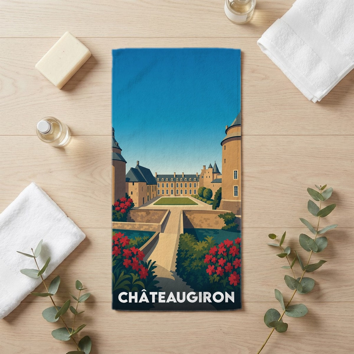Serviette de bain 30 cm x 60 cm souvenir de Châteaugiron