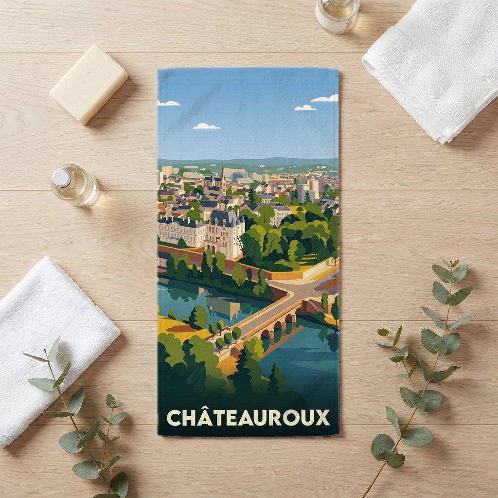 Serviette de bain 30 cm x 60 cm souvenir de Châteauroux