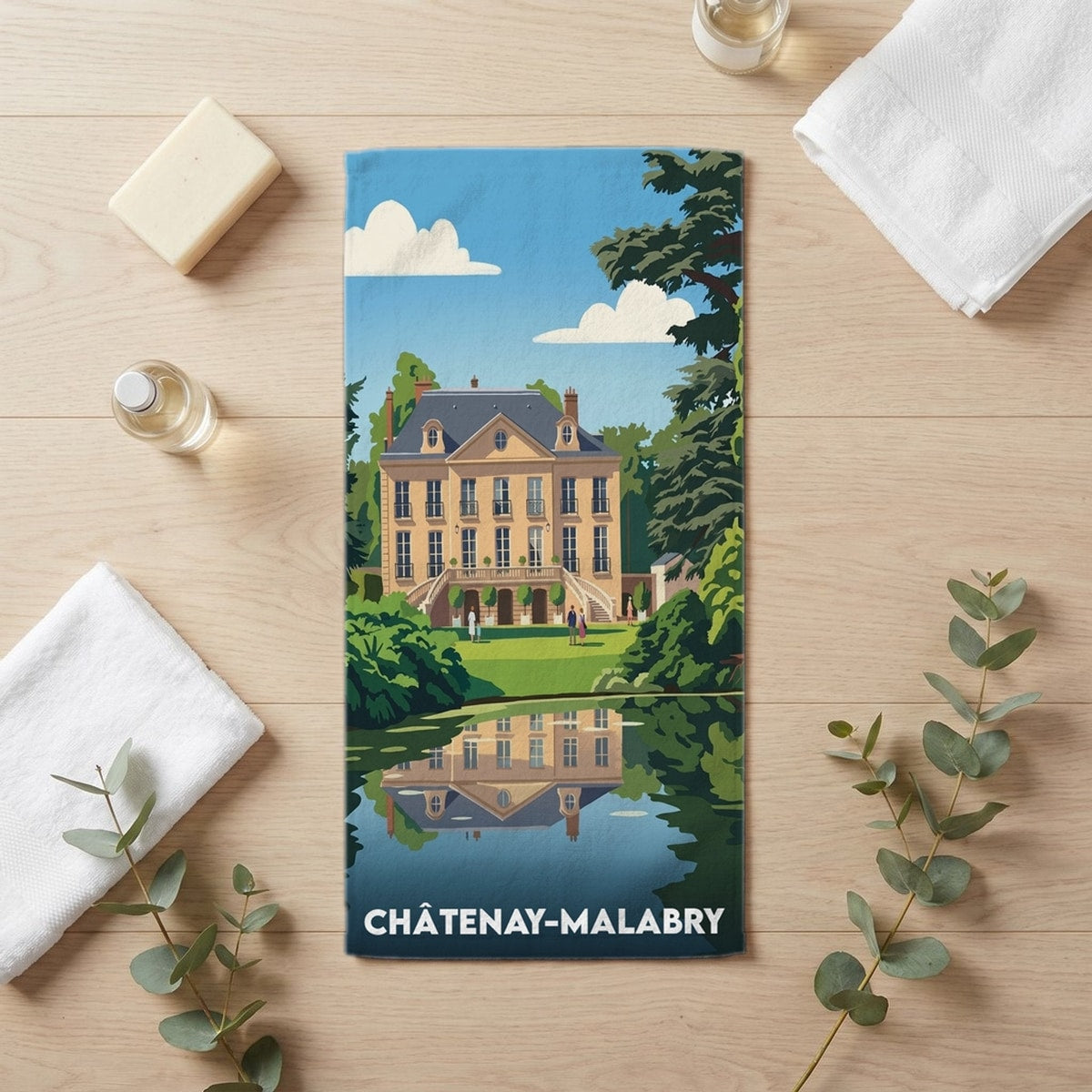 Serviette de bain 30 cm x 60 cm souvenir de Châtenay-Malabry