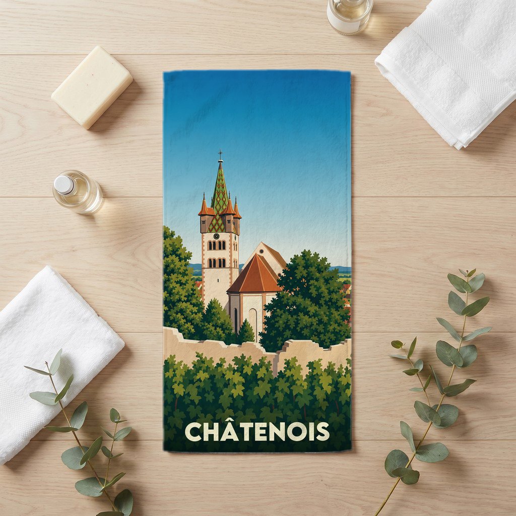 Serviette de bain 30 cm x 60 cm souvenir de Châtenois