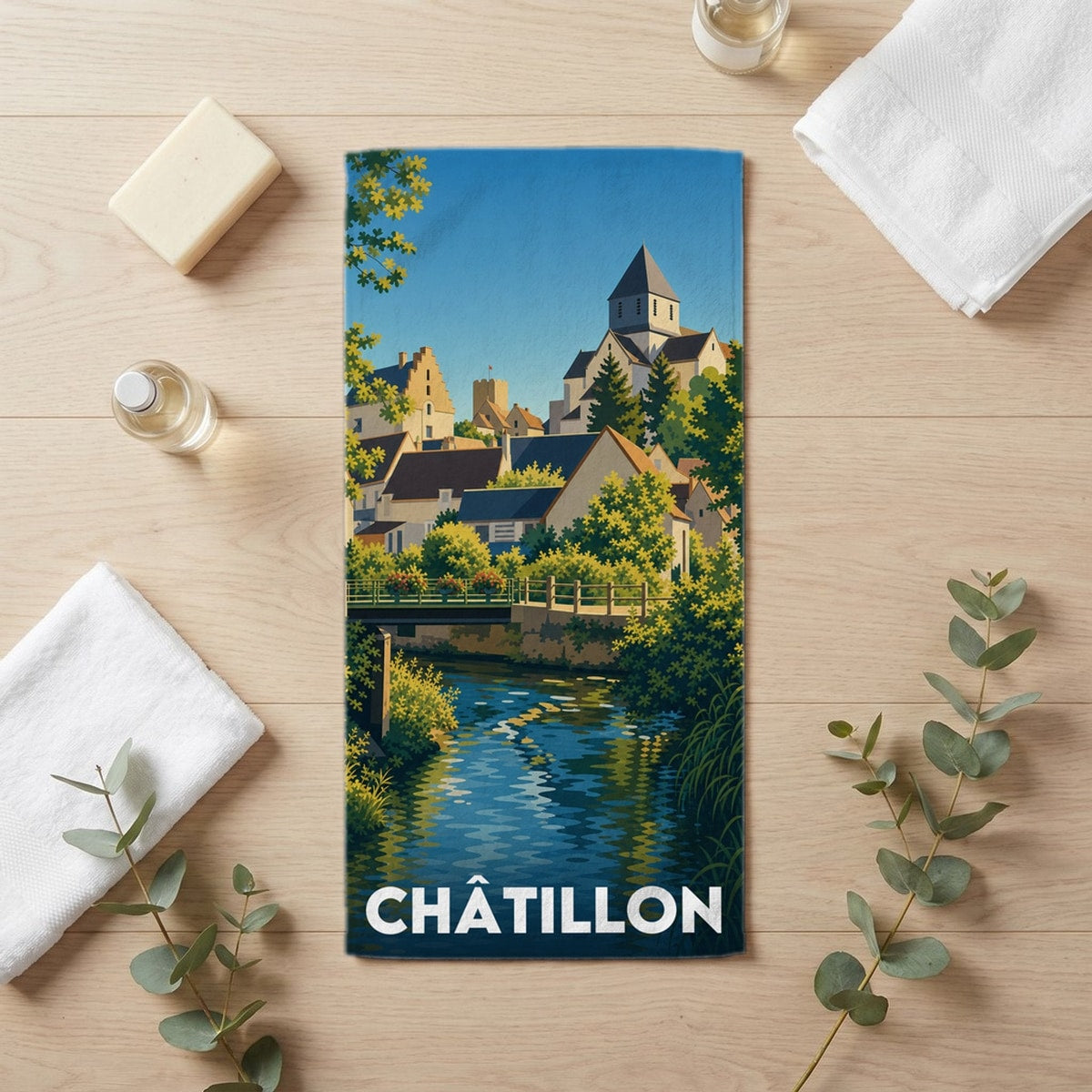 Serviette de bain 30 cm x 60 cm souvenir de Châtillon