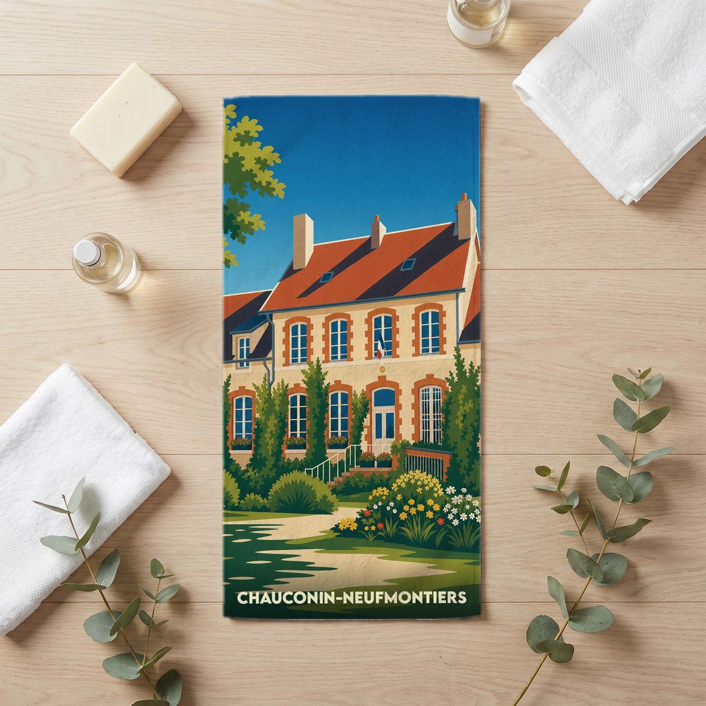 Serviette de bain 30 cm x 60 cm souvenir de Chauconin-Neufmontiers