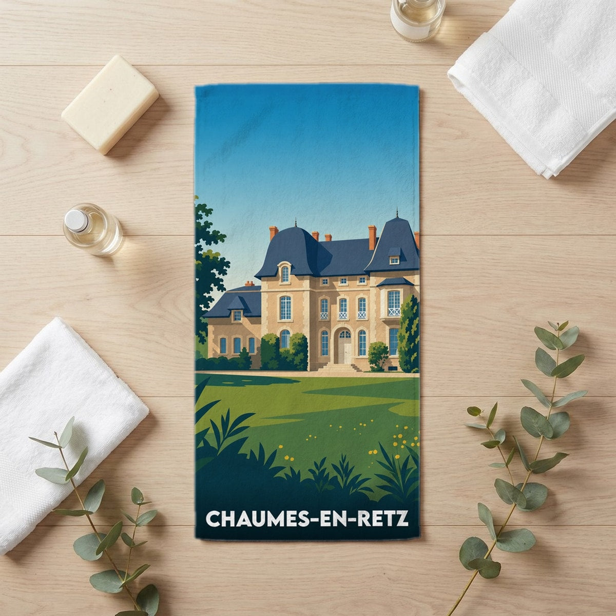 Serviette de bain 30 cm x 60 cm souvenir de Chaumes-en-Retz