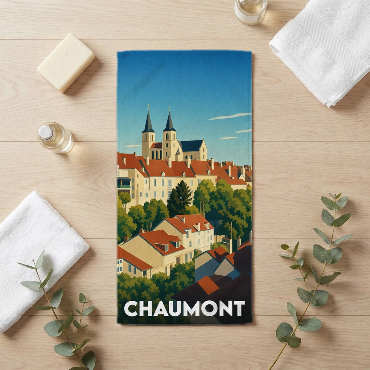 Serviette de bain 30 cm x 60 cm souvenir de Chaumont