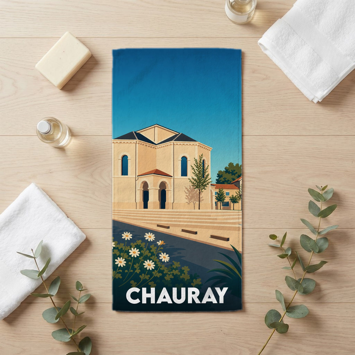Serviette de bain 30 cm x 60 cm souvenir de Chauray