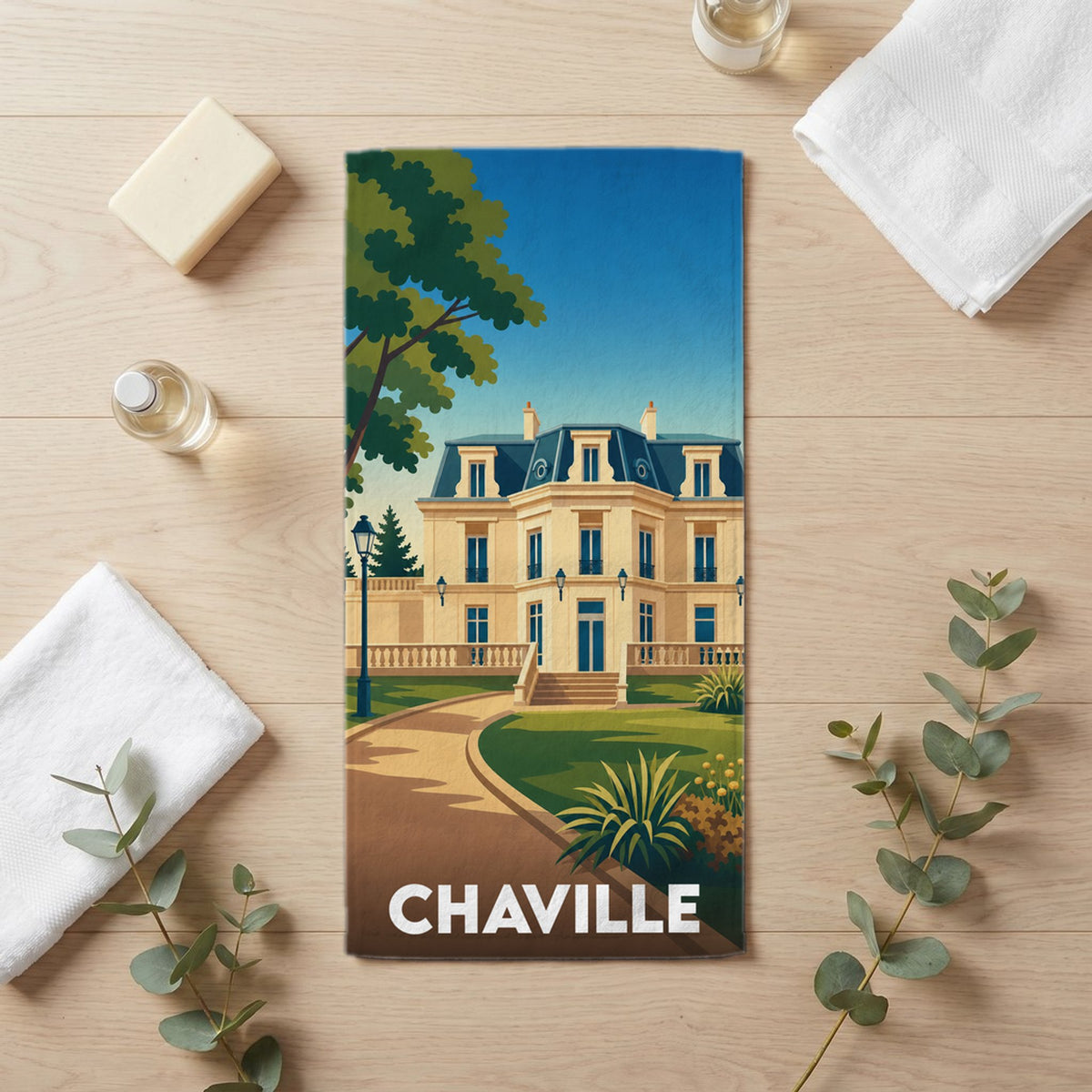 Serviette de bain 30 cm x 60 cm souvenir de Chaville