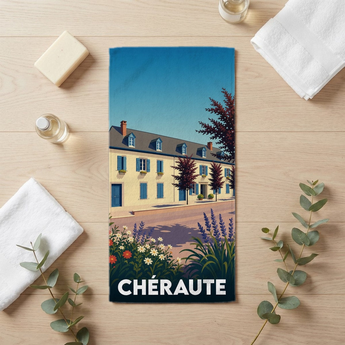 Serviette de bain 30 cm x 60 cm souvenir de Chéraute
