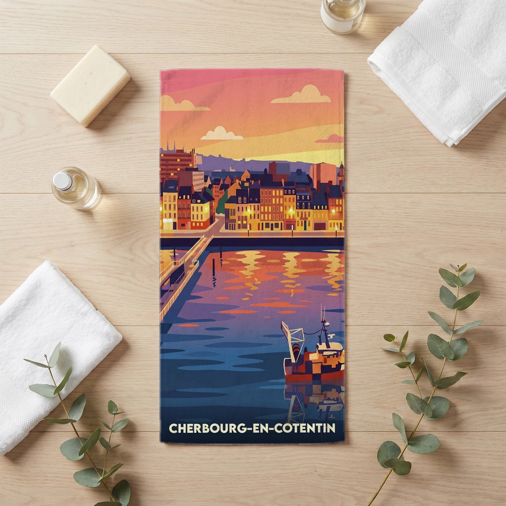 Serviette de bain 30 cm x 60 cm souvenir de Cherbourg-en-Cotentin
