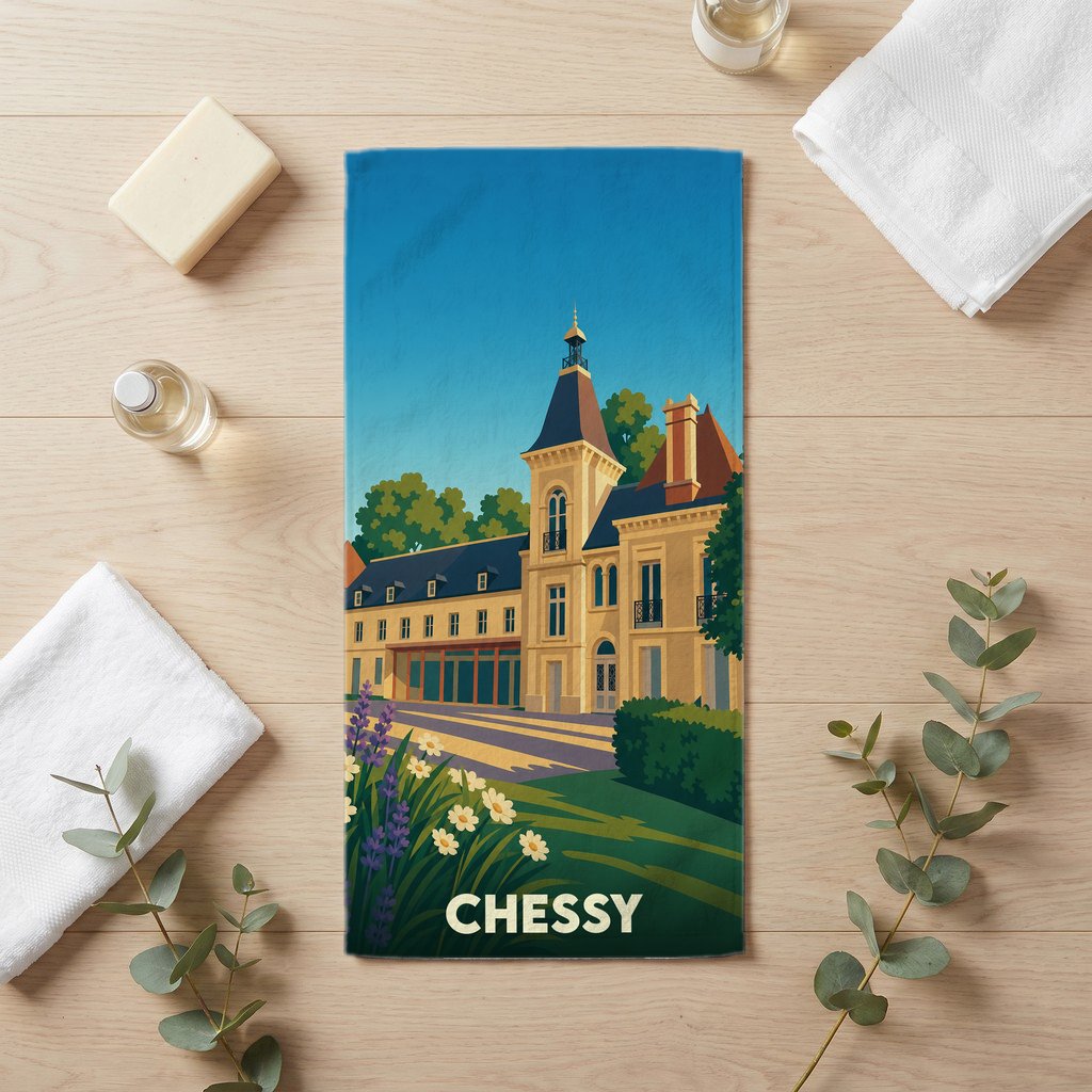 Serviette de bain 30 cm x 60 cm souvenir de Chessy