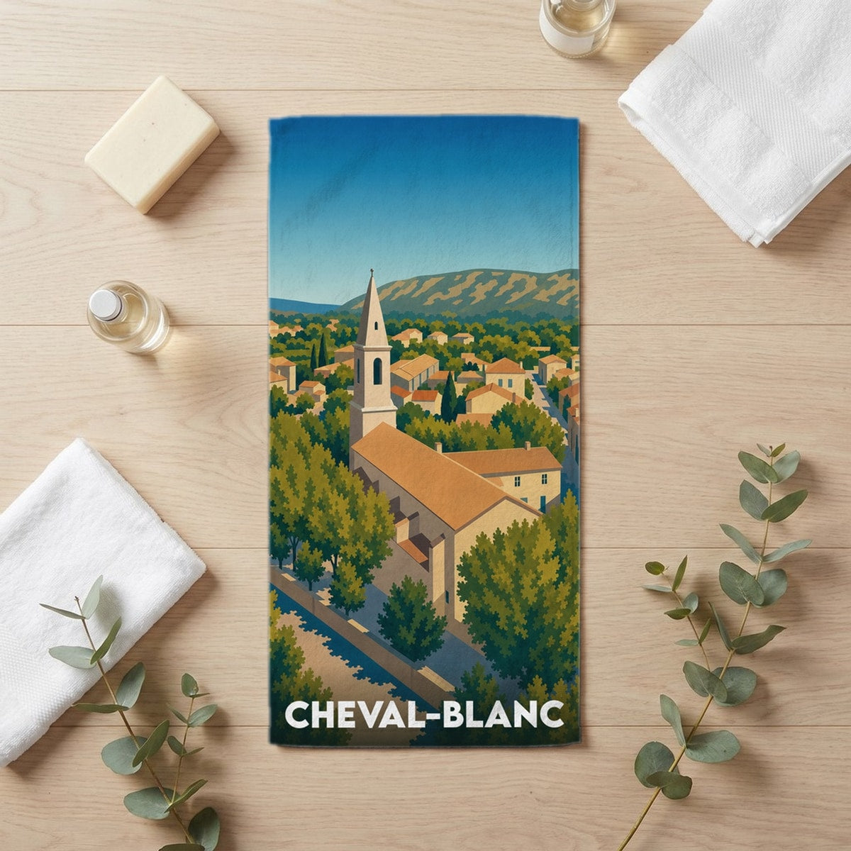 Serviette de bain 30 cm x 60 cm souvenir de Cheval-Blanc