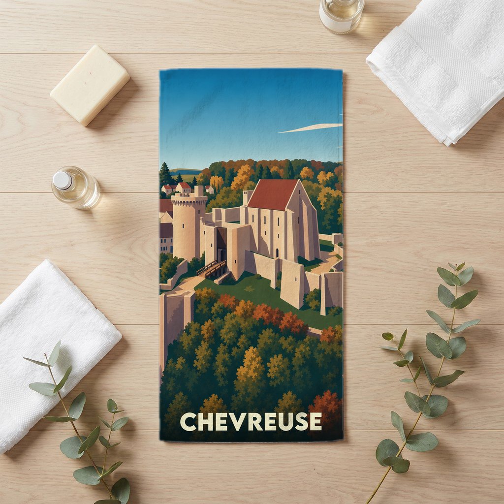 Serviette de bain 30 cm x 60 cm souvenir de Chevreuse