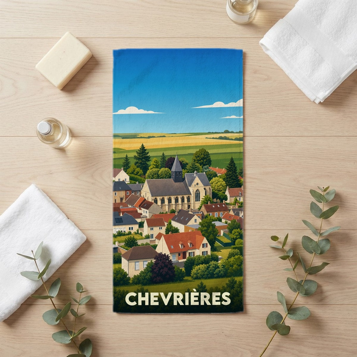 Serviette de bain 30 cm x 60 cm souvenir de Chevrières