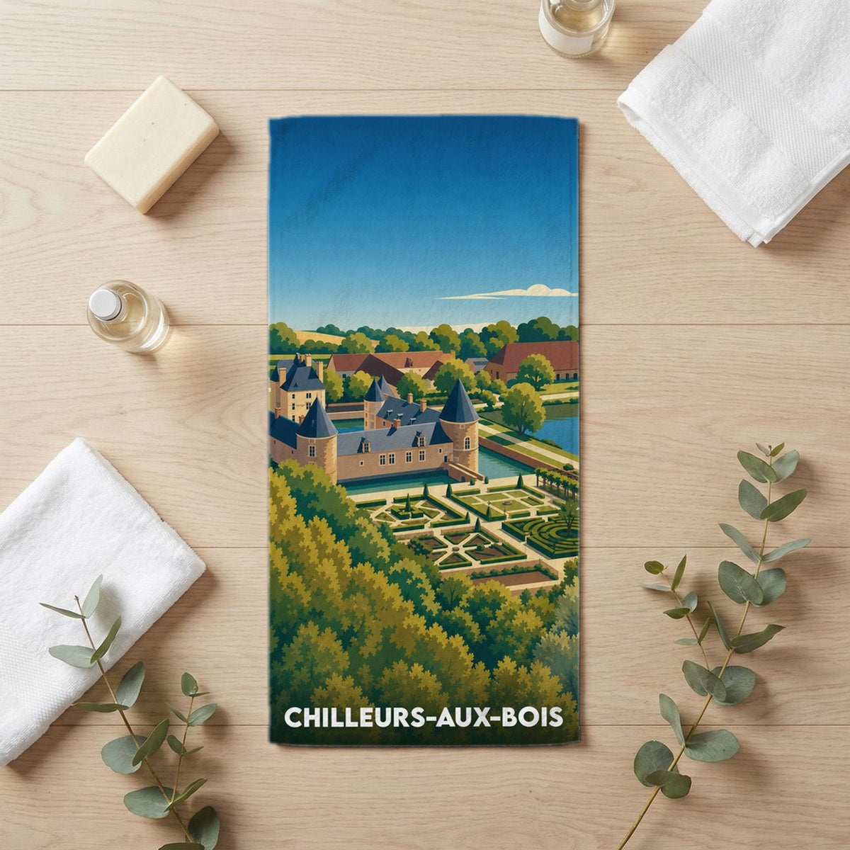 Serviette de bain 30 cm x 60 cm souvenir de Chilleurs-aux-Bois