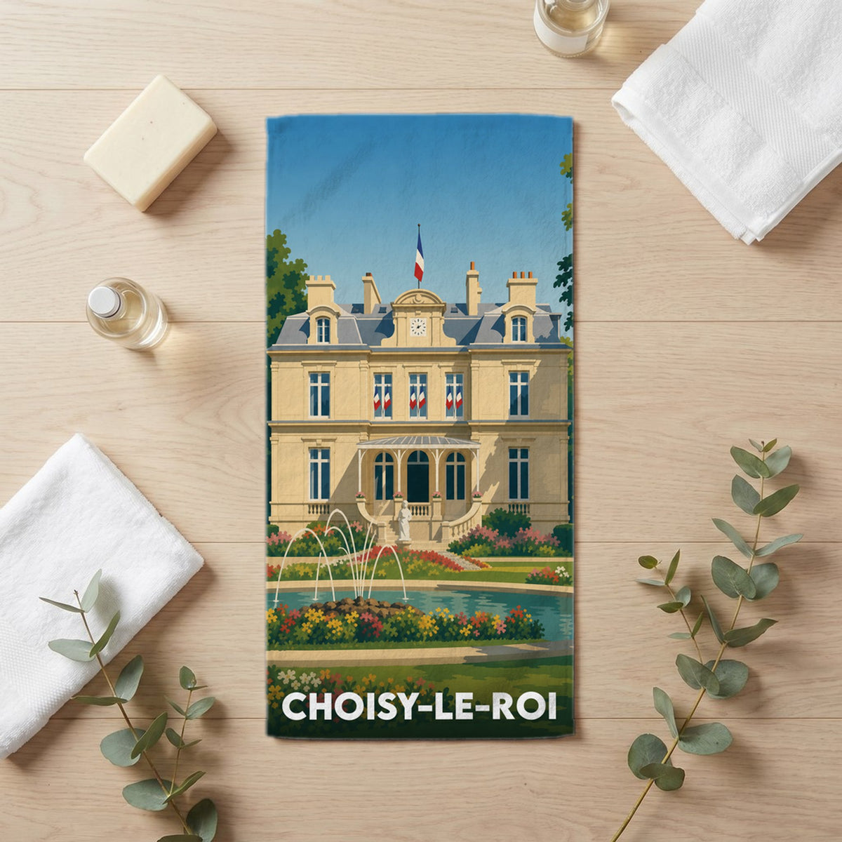 Serviette de bain 30 cm x 60 cm souvenir de Choisy-le-Roi
