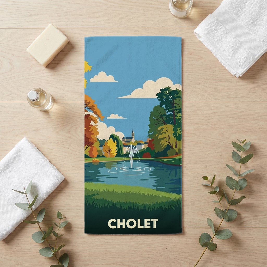 Serviette de bain 30 cm x 60 cm souvenir de Cholet