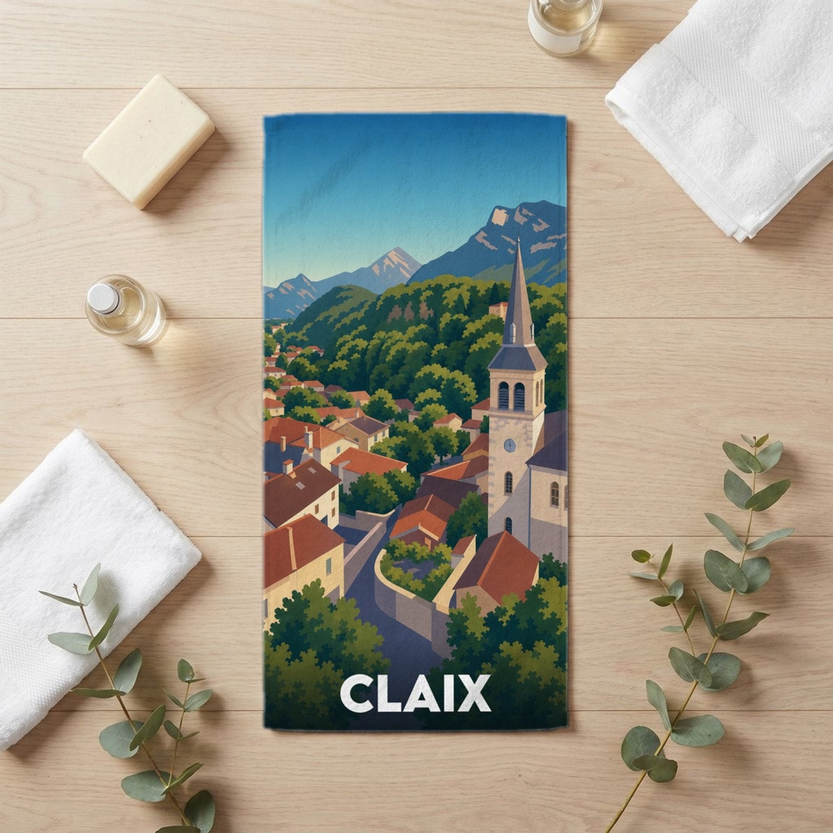 Serviette de bain 30 cm x 60 cm souvenir de Claix