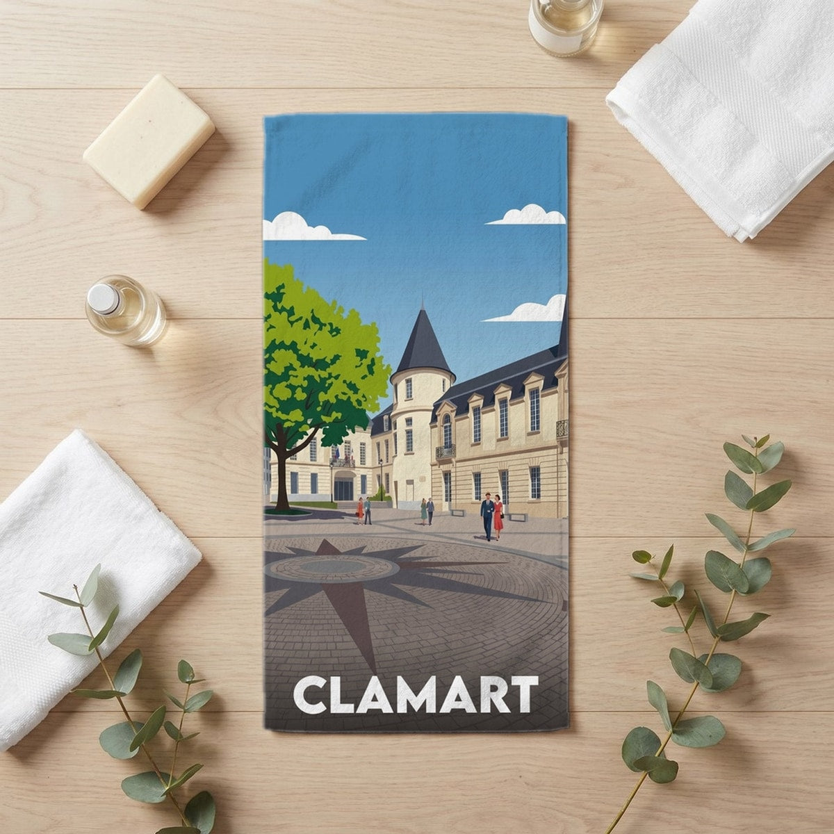 Serviette de bain 30 cm x 60 cm souvenir de Clamart