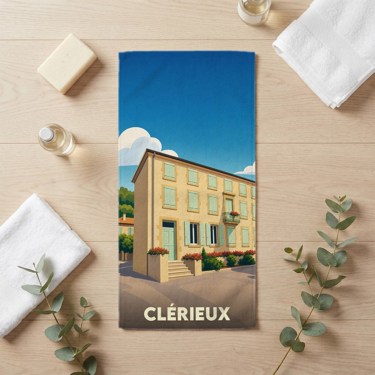 Serviette de bain 30 cm x 60 cm souvenir de Clérieux