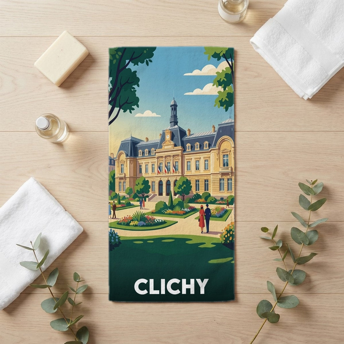 Serviette de bain 30 cm x 60 cm souvenir de Clichy