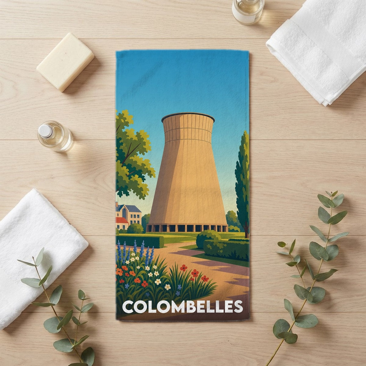 Serviette de bain 30 cm x 60 cm souvenir de Colombelles