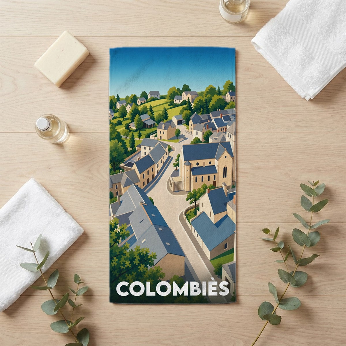 Serviette de bain 30 cm x 60 cm souvenir de Colombiès
