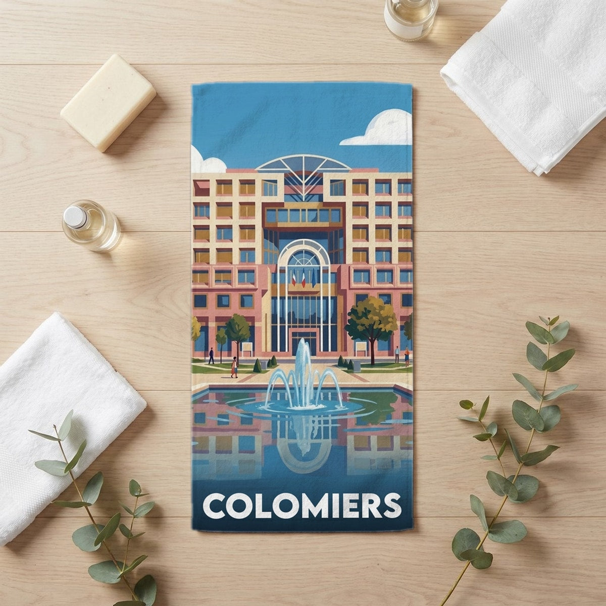 Serviette de bain 30 cm x 60 cm souvenir de Colomiers