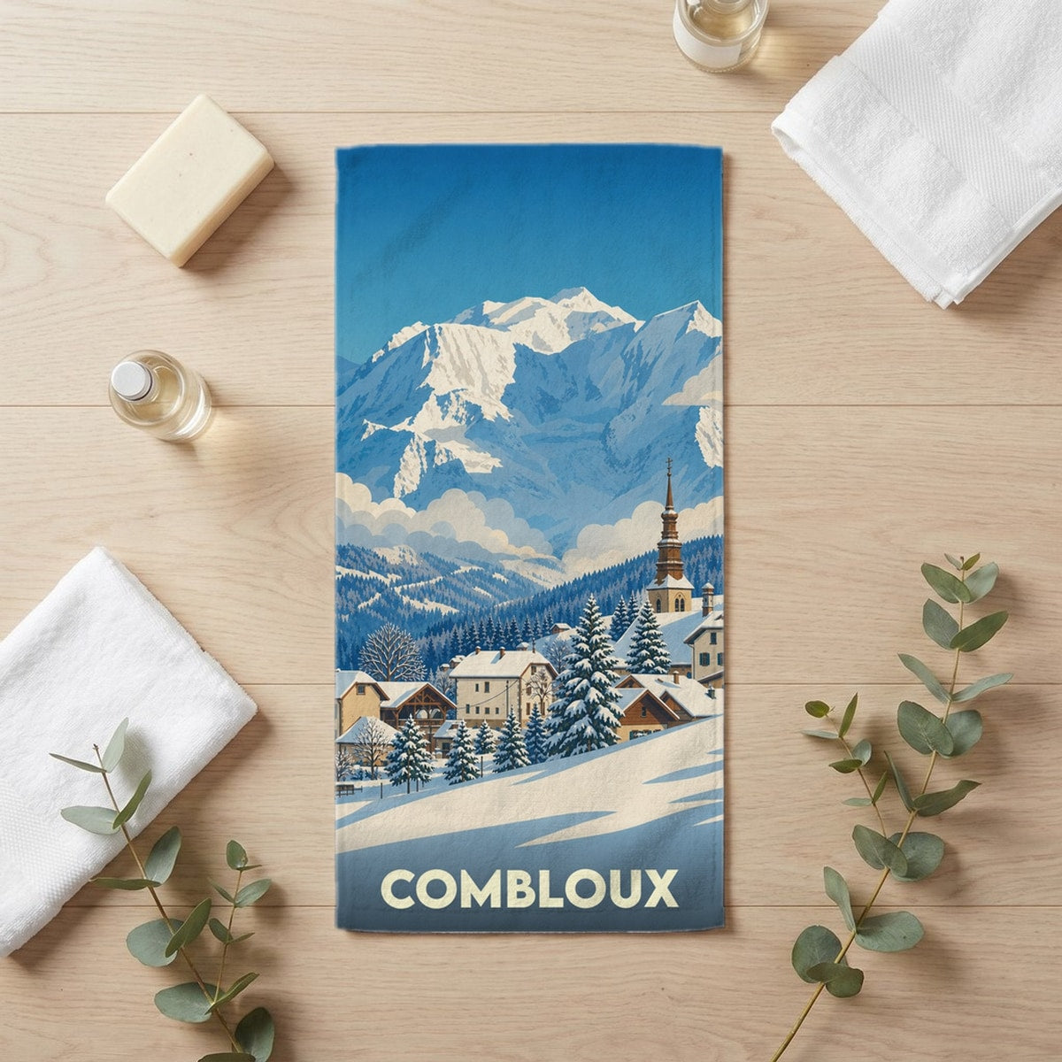 Serviette de bain 30 cm x 60 cm souvenir de Combloux