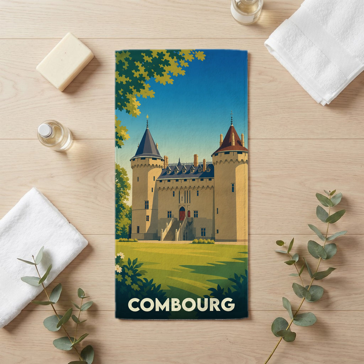 Serviette de bain 30 cm x 60 cm souvenir de Combourg