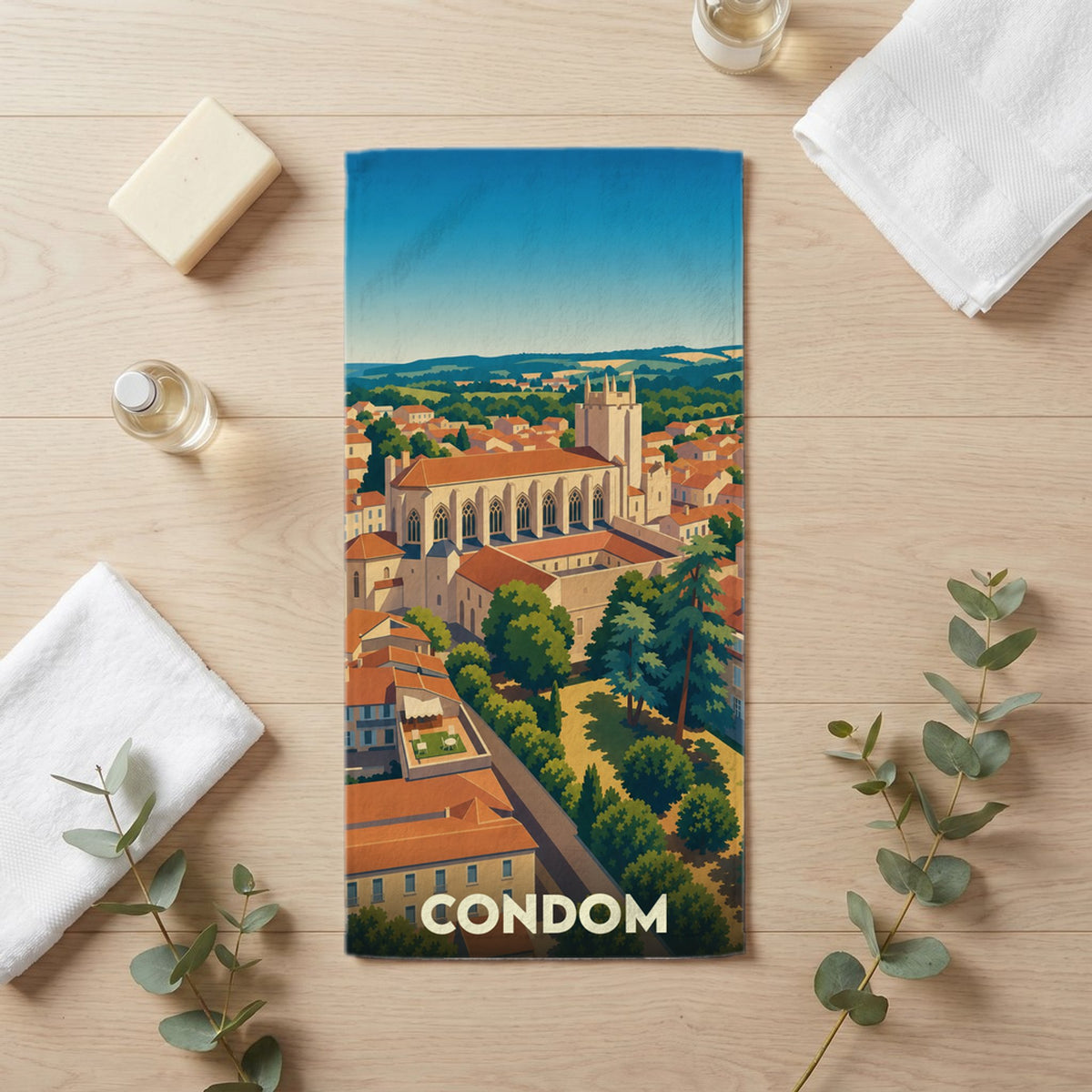 Serviette de bain 30 cm x 60 cm souvenir de Condom