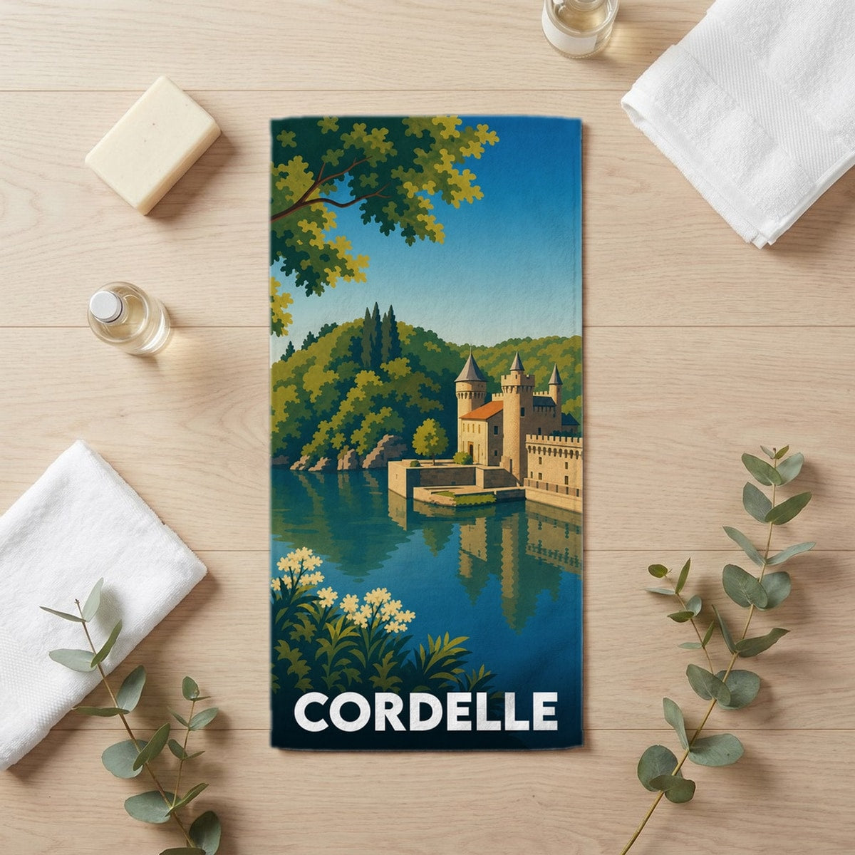 Serviette de bain 30 cm x 60 cm souvenir de Cordelle