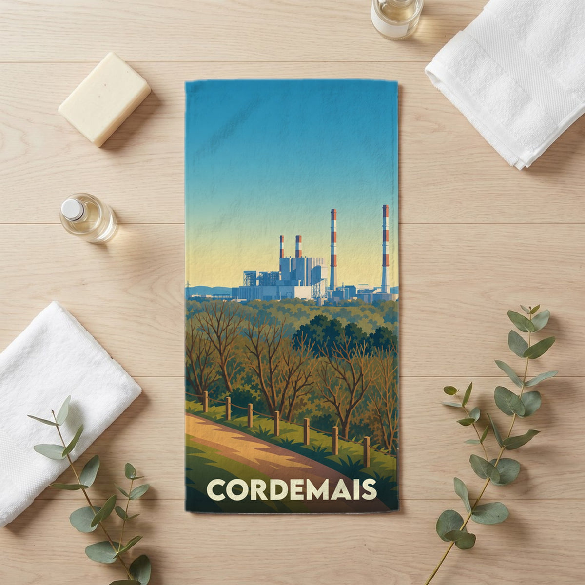 Serviette de bain 30 cm x 60 cm souvenir de Cordemais