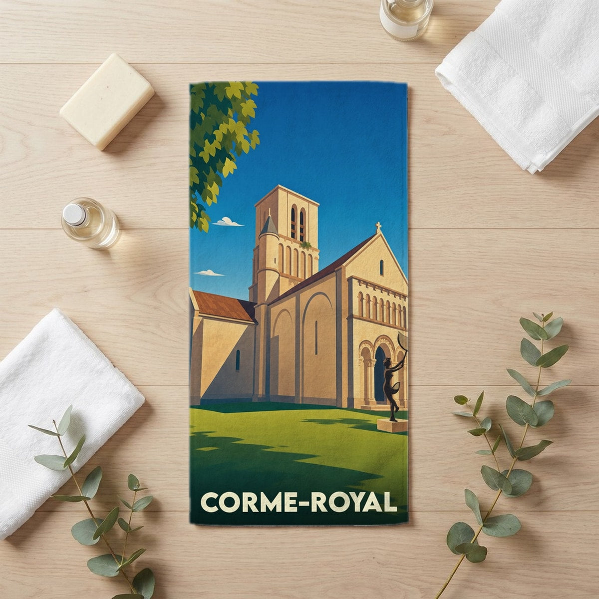 Serviette de bain 30 cm x 60 cm souvenir de Corme-Royal