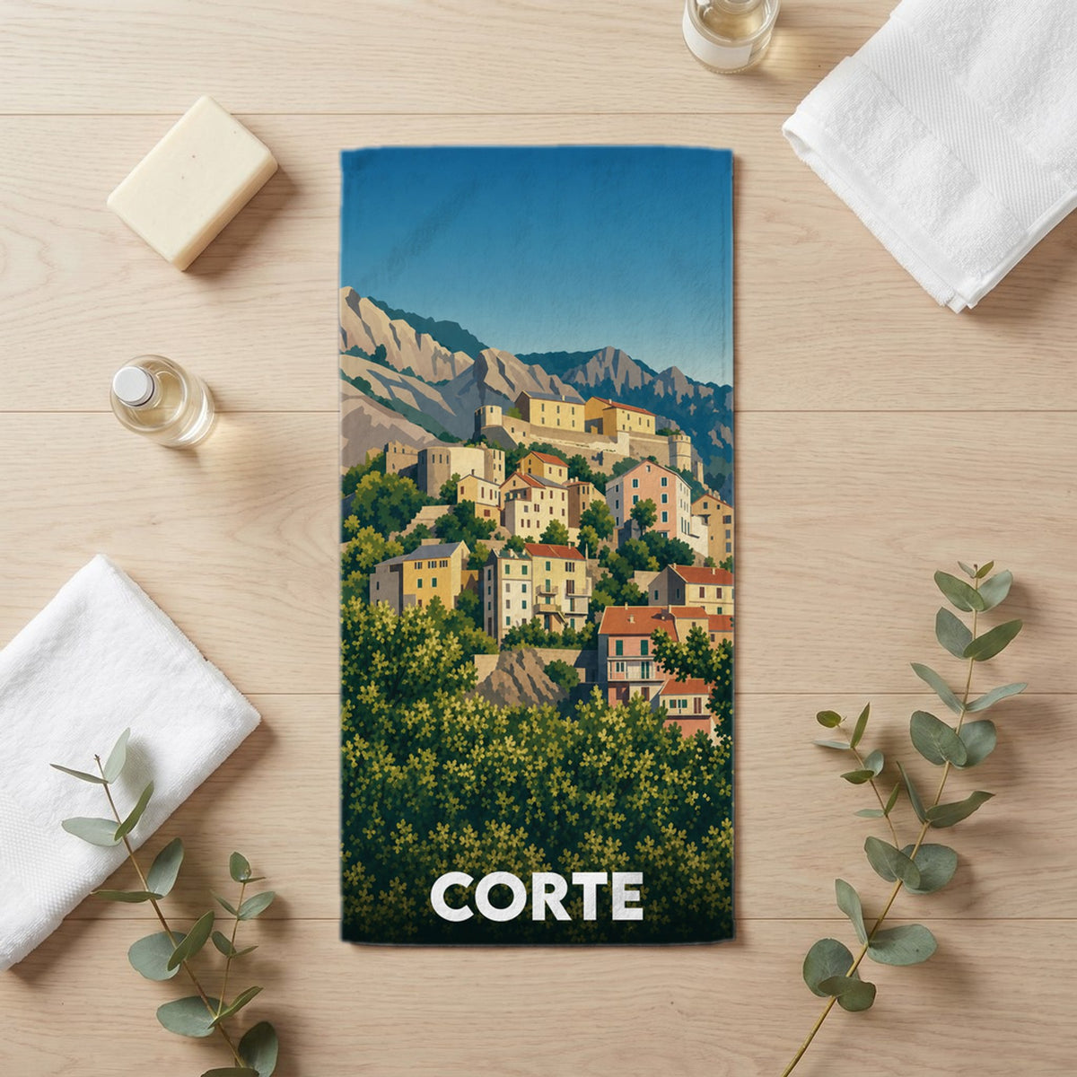 Serviette de bain 30 cm x 60 cm souvenir de Corte
