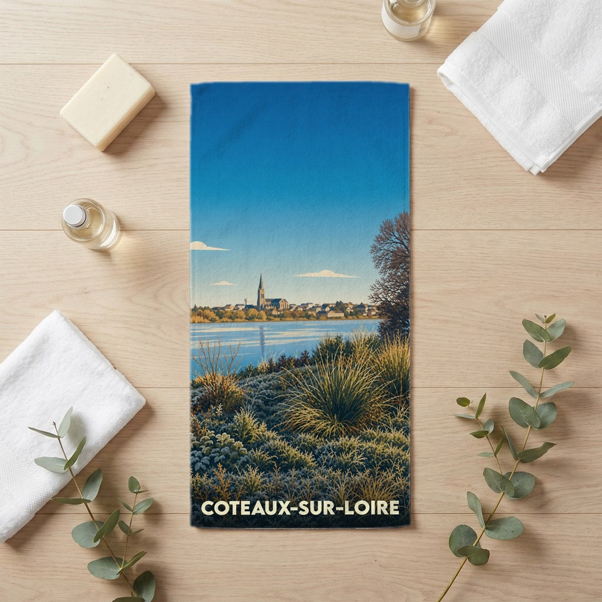 Serviette de bain 30 cm x 60 cm souvenir de Coteaux-sur-Loire