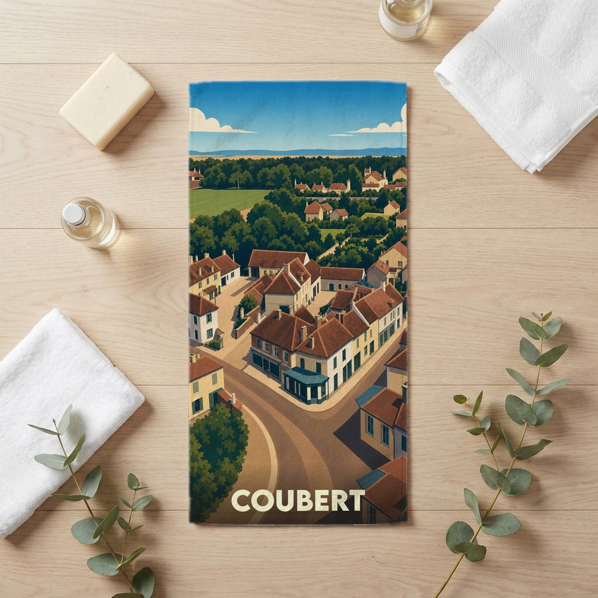 Serviette de bain 30 cm x 60 cm souvenir de Coubert