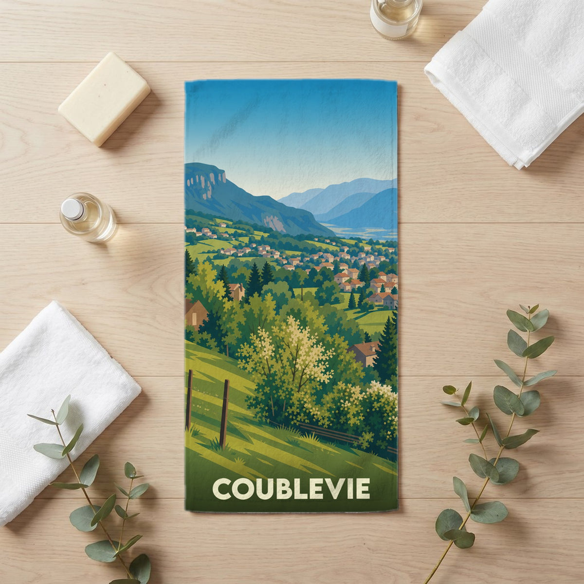 Serviette de bain 30 cm x 60 cm souvenir de Coublevie