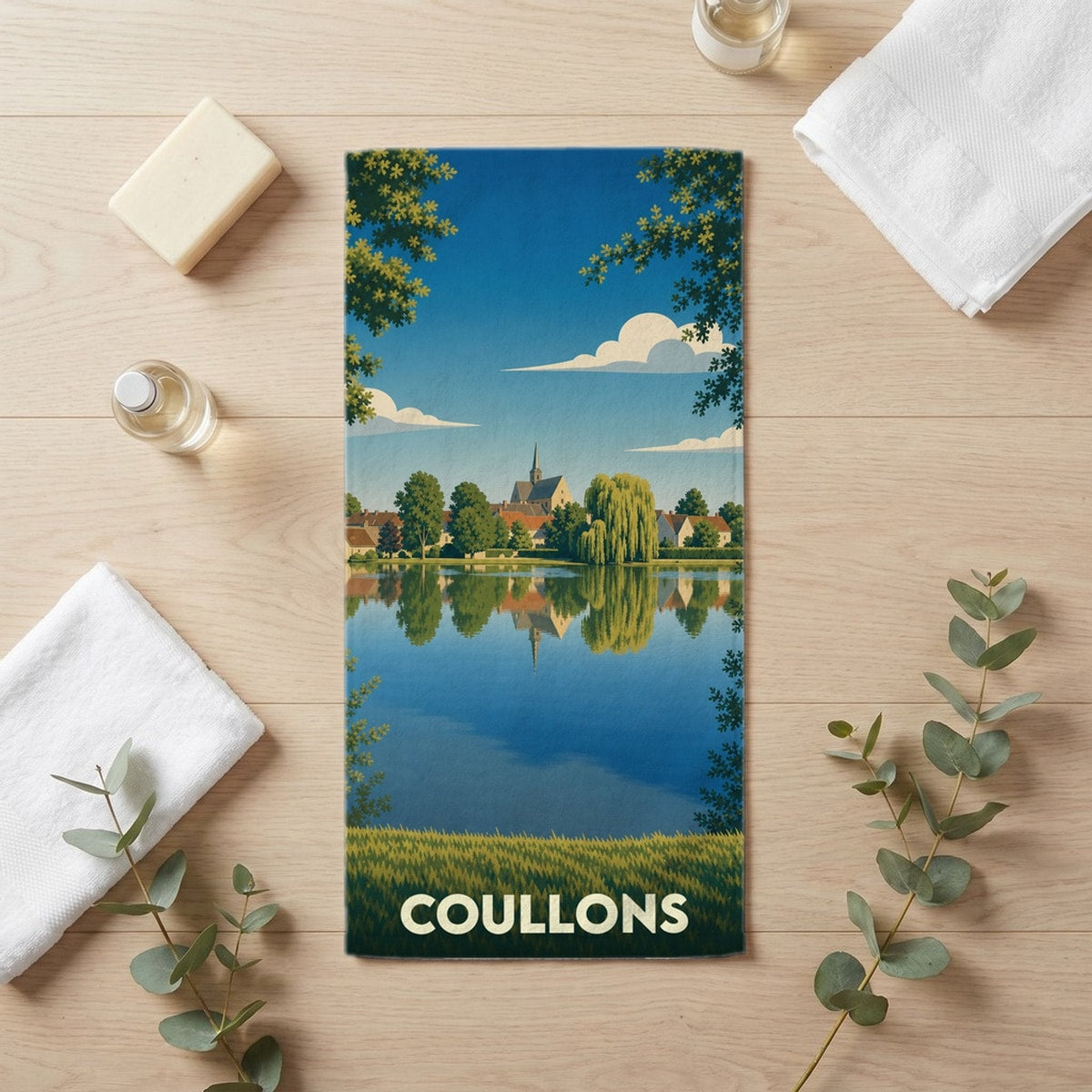 Serviette de bain 30 cm x 60 cm souvenir de Coullons