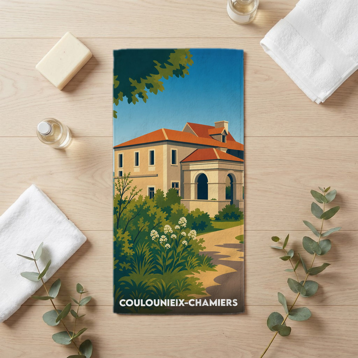 Serviette de bain 30 cm x 60 cm souvenir de Coulounieix-Chamiers