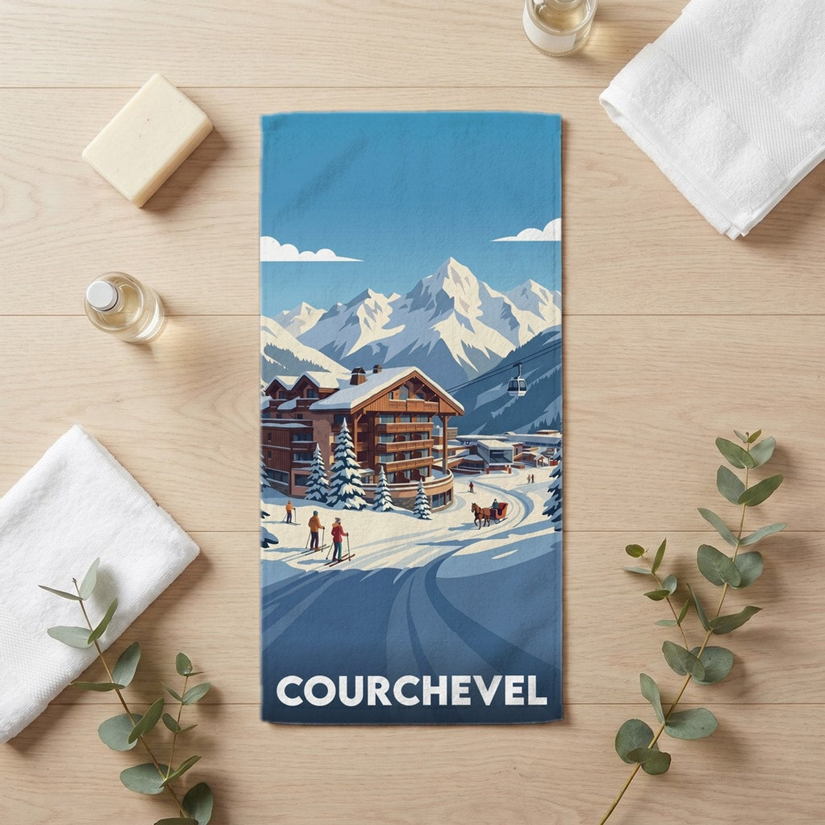 Serviette de bain 30 cm x 60 cm souvenir de Courchevel