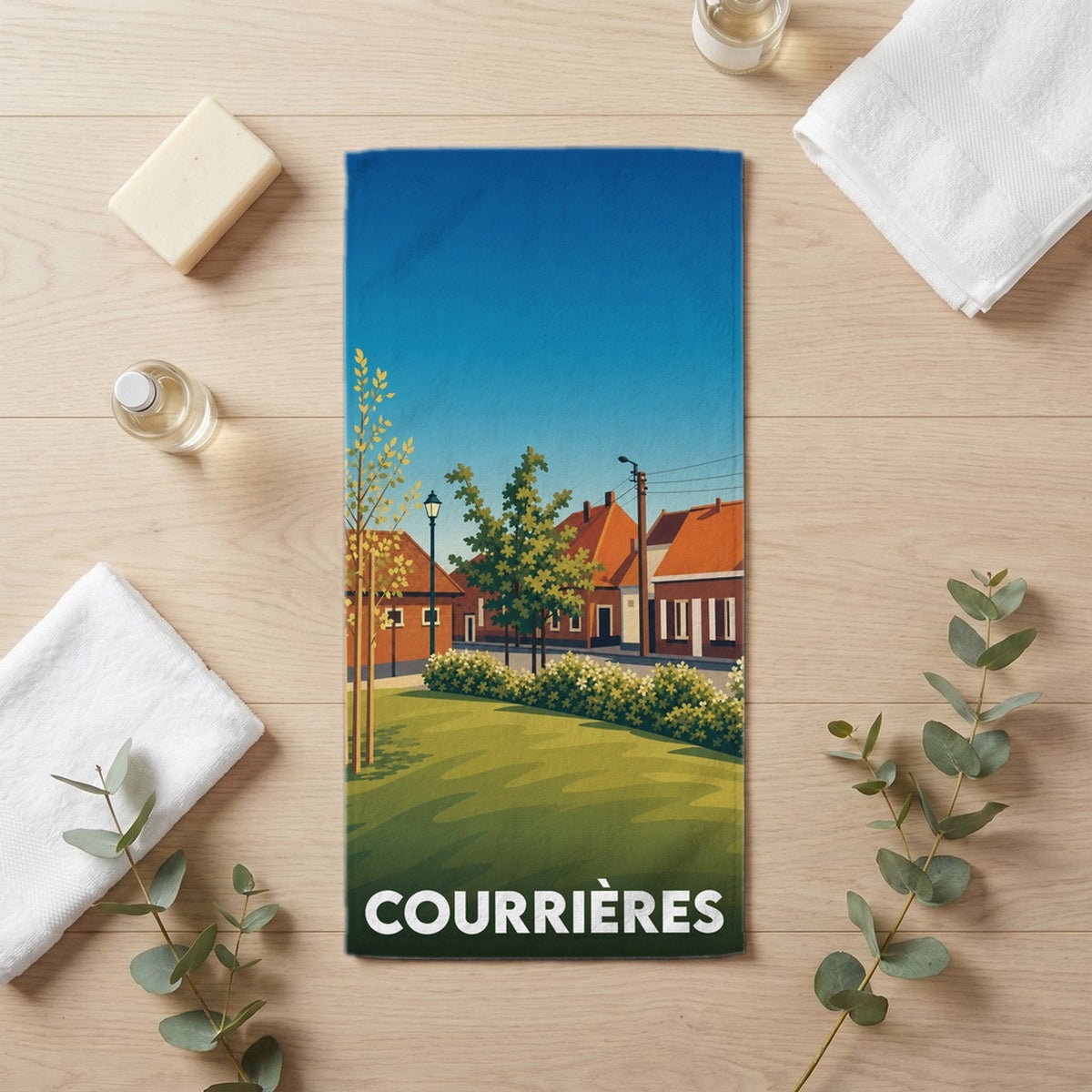 Serviette de bain 30 cm x 60 cm souvenir de Courrières