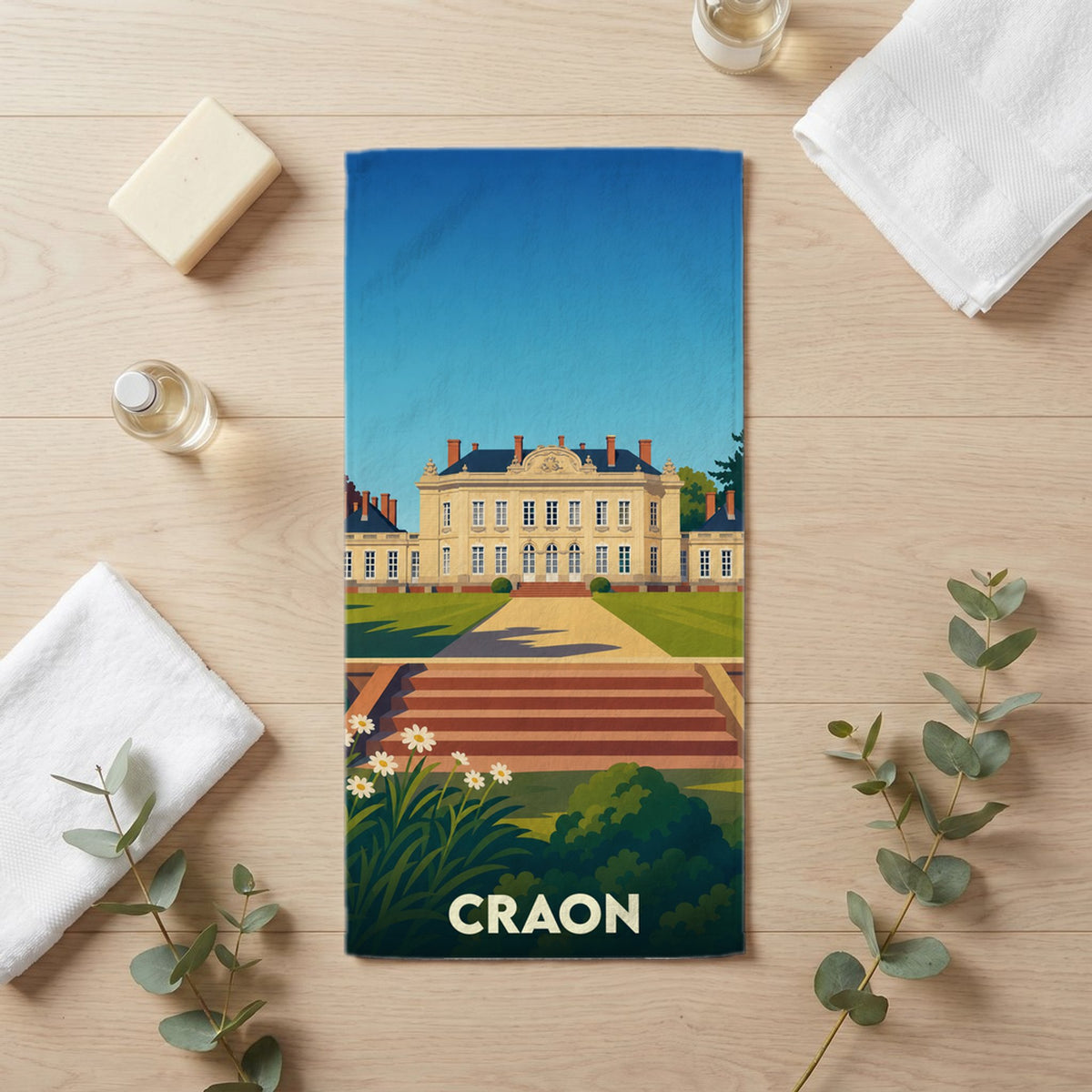 Serviette de bain 30 cm x 60 cm souvenir de Craon