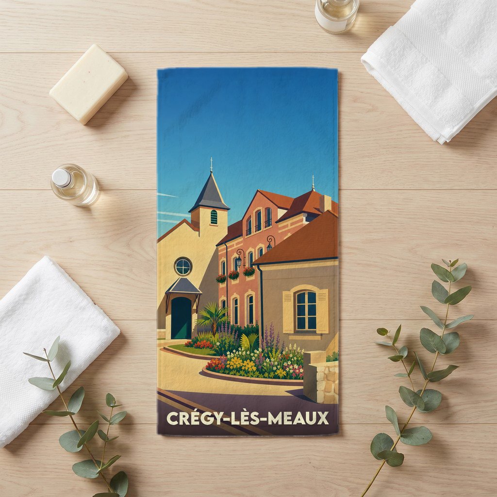 Serviette de bain 30 cm x 60 cm souvenir de Crégy-lès-Meaux